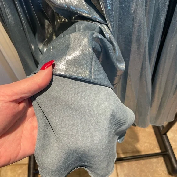 Lauren Ralph Lauren Suzy Metallic Chiffon Midi A-Line Pleated Skirt